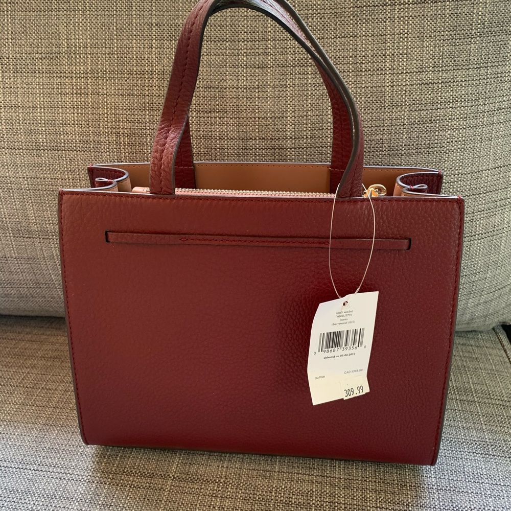 KATE SPADE SMALL SATCHEL CROSSBODY HAYES CHERRY - Picture 6 of 8